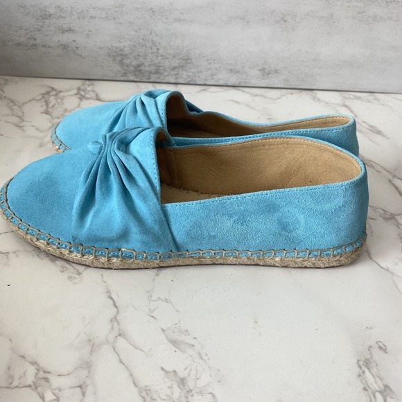 Talbots Flat Shoes Espadrilles Women Sz 7.5 Turquoise Blue Suede Coastal Resort - Picture 7 of 10